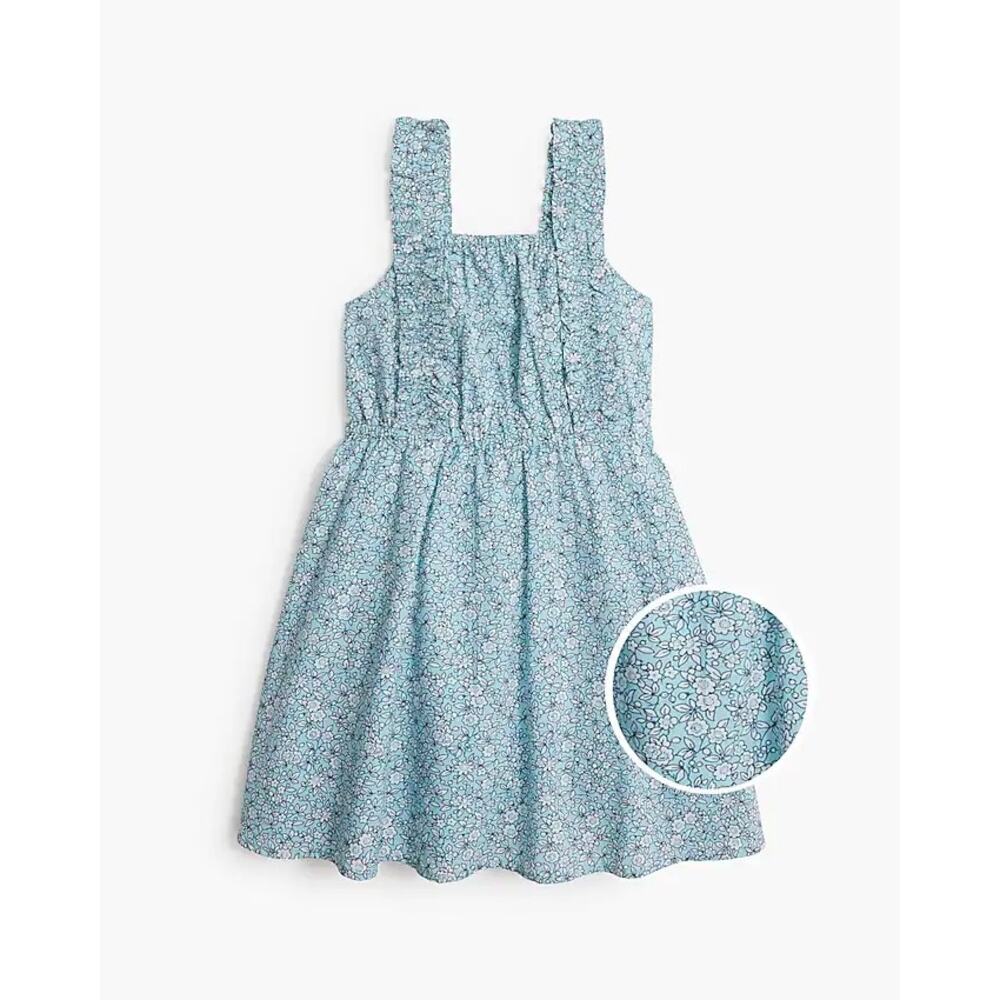 Crewcuts Girls Blue Floral Ruffle Strap Dress NWT
